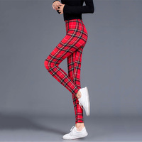 Plaid legginsy damskie seksowne spodnie legginsy Push Up moda Fitness leginsy siłownia sportowe spodnie z wysokim stanem Plus Size 6